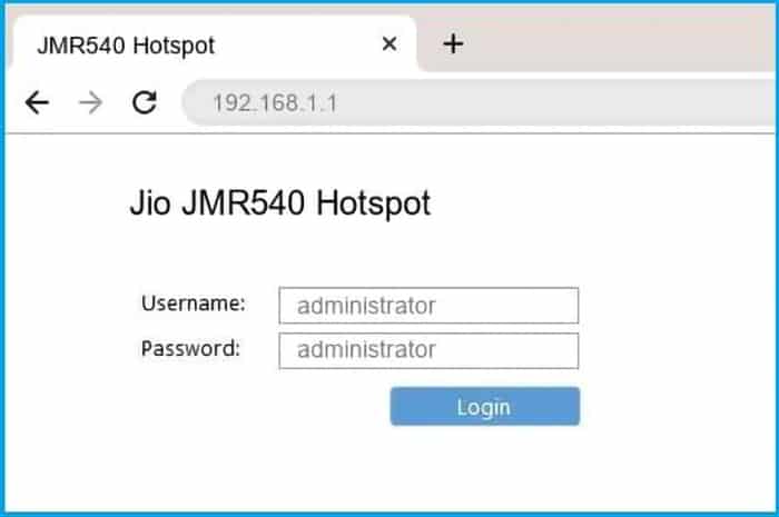 Jio’s web-based user interface