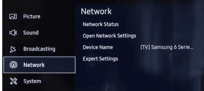 samsung tv wifi settings